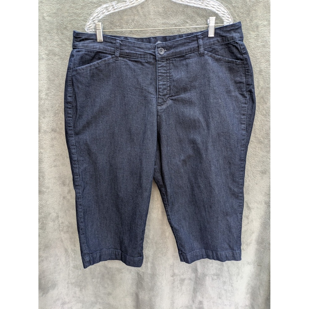 Plus Size Denim Capris Women's 18W Casual Dark Wash High Rise Crop